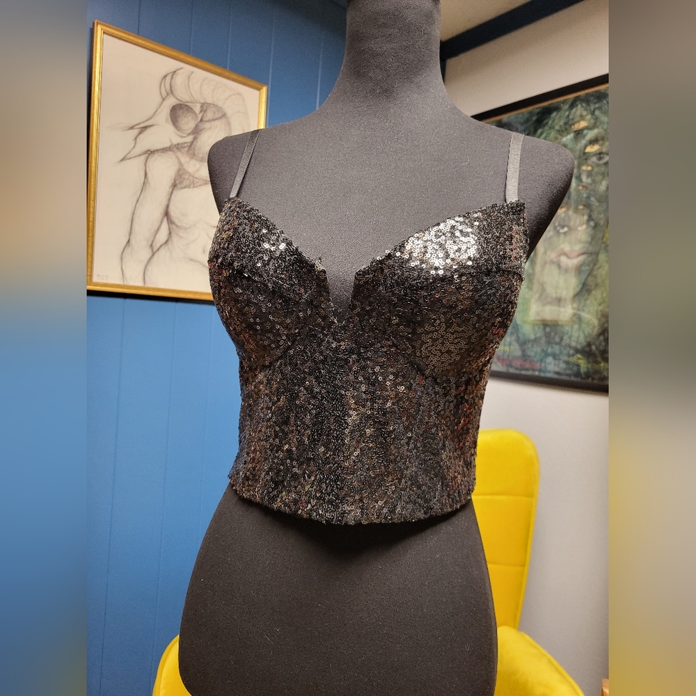 Windsor Sequined Bustier Crop Tank Size S